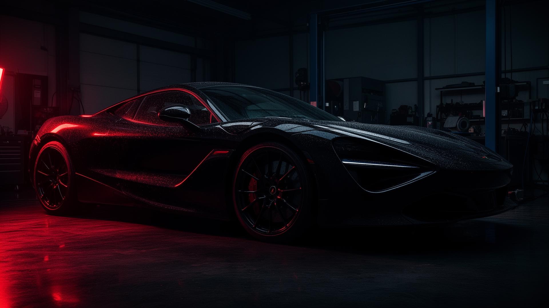 Black sports car at Signature Garage shop